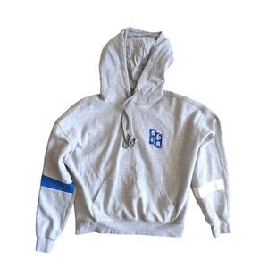 Ader Error Unisex Double Hoodie Logo Gray Pullover Sweatshirt- Size M